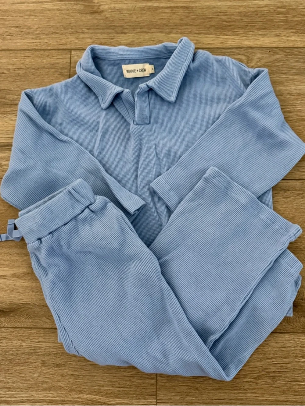 NWOT Winnie + Crew Emerson Waffle Set in Blue - 4T
